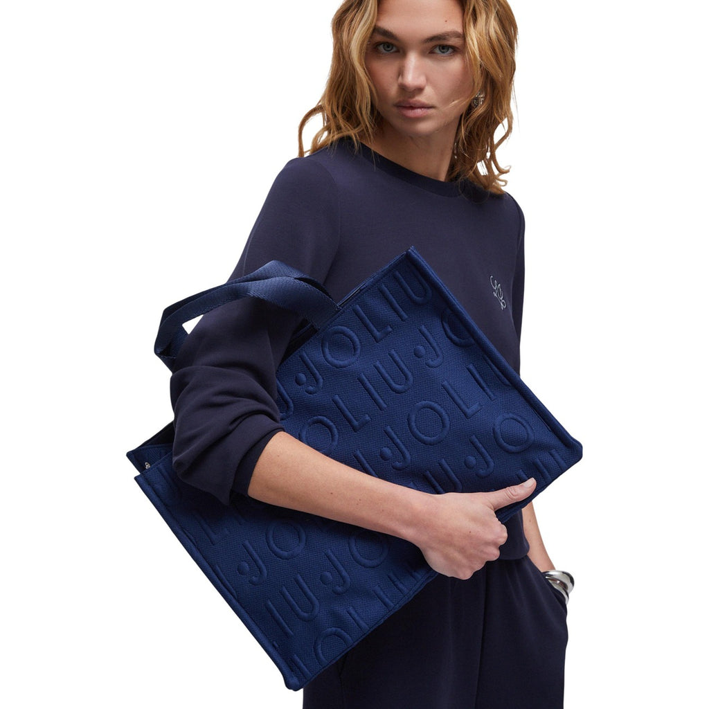 Liu Jo women's bag L TOTE LOGO BUBBLE, blue