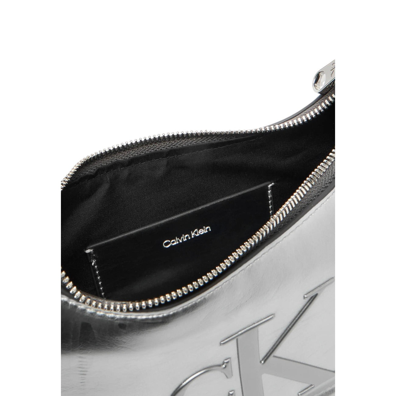 Calvin Klein women's bag BOLD CK METALLIC SHOULDER BAG, silver