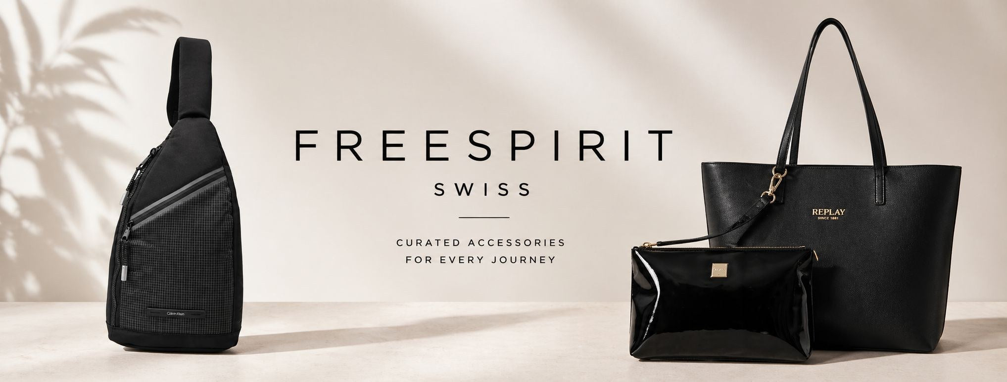 FreeSpiritSwiss kuratierte Accessoires auf neutralem Hintergrund